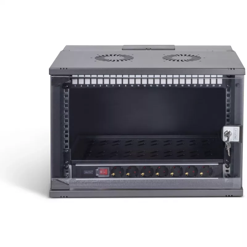 DIGITUS SOHO Pro DN-49203-SET 19" 7U netwerkset voor wandmontage met accessoires, 540 x 400 mm, zwart