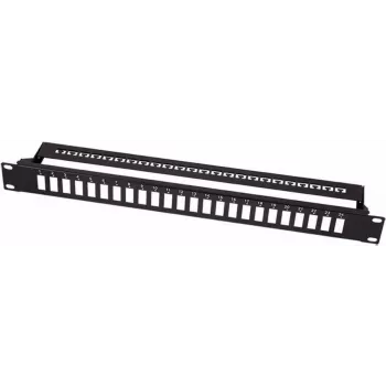 19 inch glasvezelpaneel voor 24x SC-duplex- of LC-quad-koppelingen - zwart