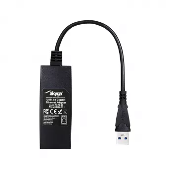 Akyga AK-AD-31 USB 3.0 naar Gigabit Ethernet-adapter, RJ45, 15 cm kabel, zwart