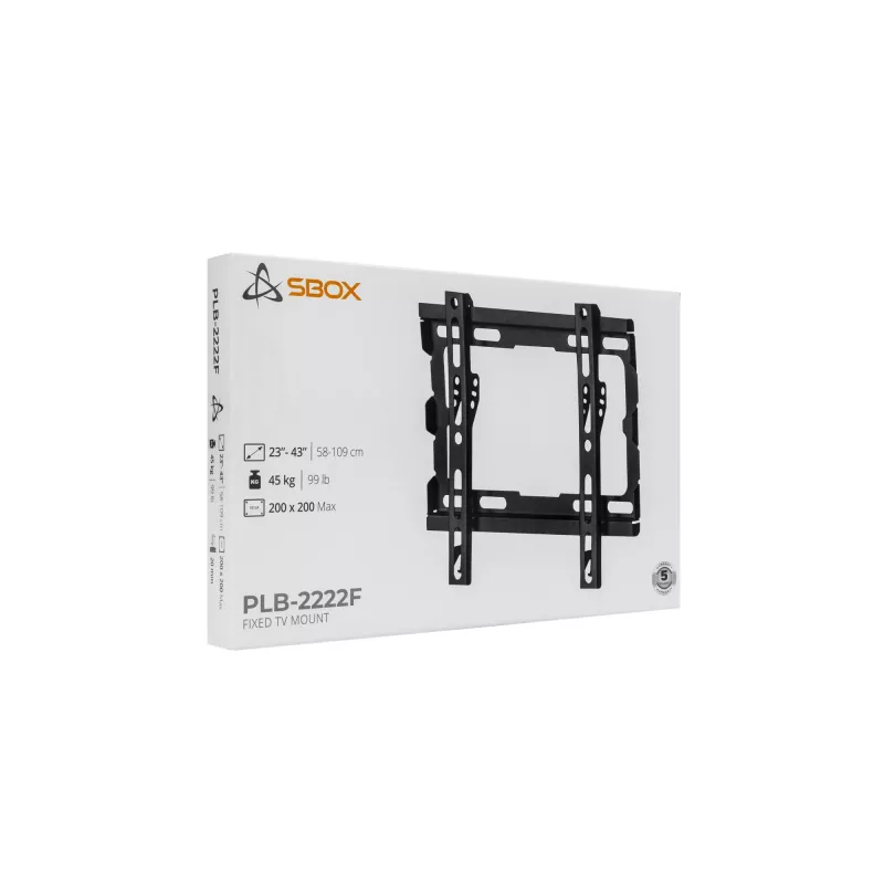 SBOX PLB-2222F-2 vaste tv-wandsteun, 23-43 inch, 45 kg, VESA 200x200