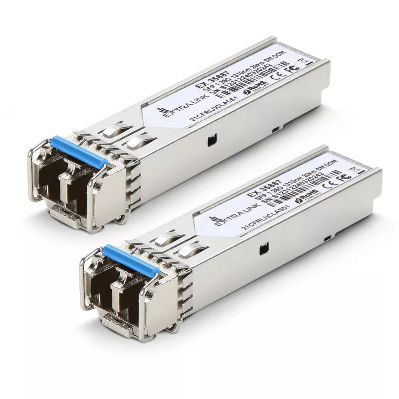 Extralink SFP 1.25G module 2-pack, 1.25Gbps, LC/UPC, 1310nm, 20km, singlemode, DOM