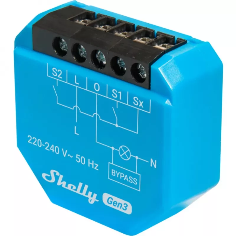 WLAN-verlichtingscontroller Shelly Shelly_1L_Gen3 — 1-kanaals module zonder nulleider, 220–240 V, WLAN/Bluetooth, 802.11 b/g/n