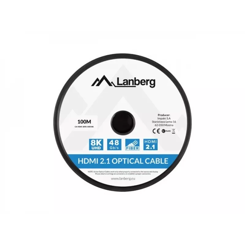 HDMI-kabel Lanberg CA-HDMI-30FB-1000-BK 100m zwart
