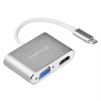Externe video-adapter SILVERSTONE EP16 USB-C 3.1 met HDMI- en VGA-uitgangen