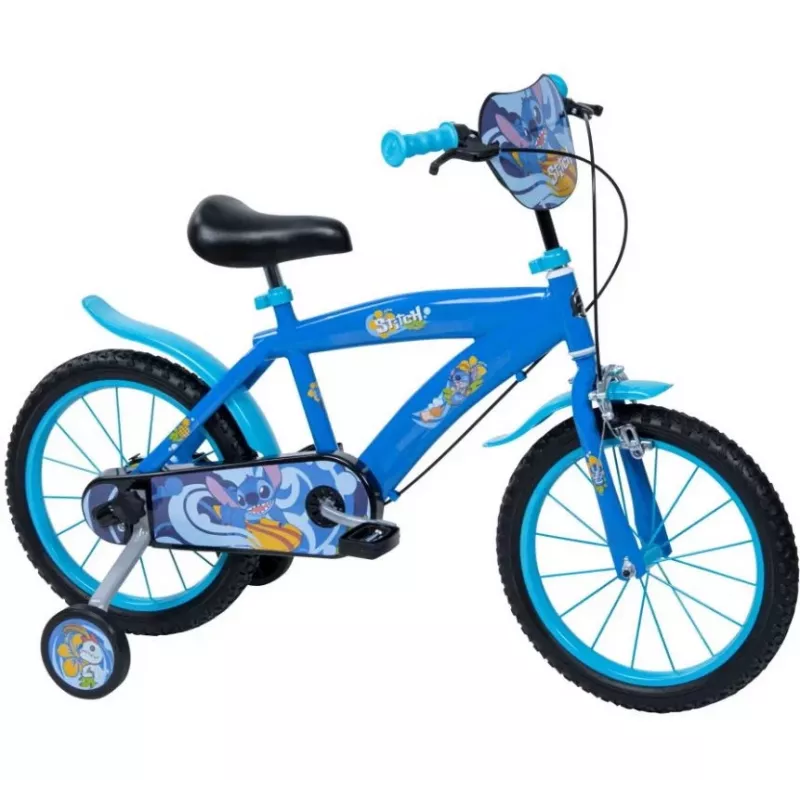 Kinderfiets HUFFY Disney Stitch 16 inch met zijwieltjes, terugtraprem