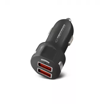 Auto-oplader ESPERANZA EZ110 zwart – 12–24 V ingang, 2× USB-A 2,1 A, Quick Charge 3.0, 36 W
