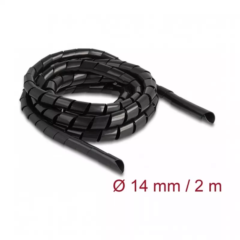 DeLOCK spiraalslang flexibel 2 m x 14 mm zwart polyethyleen