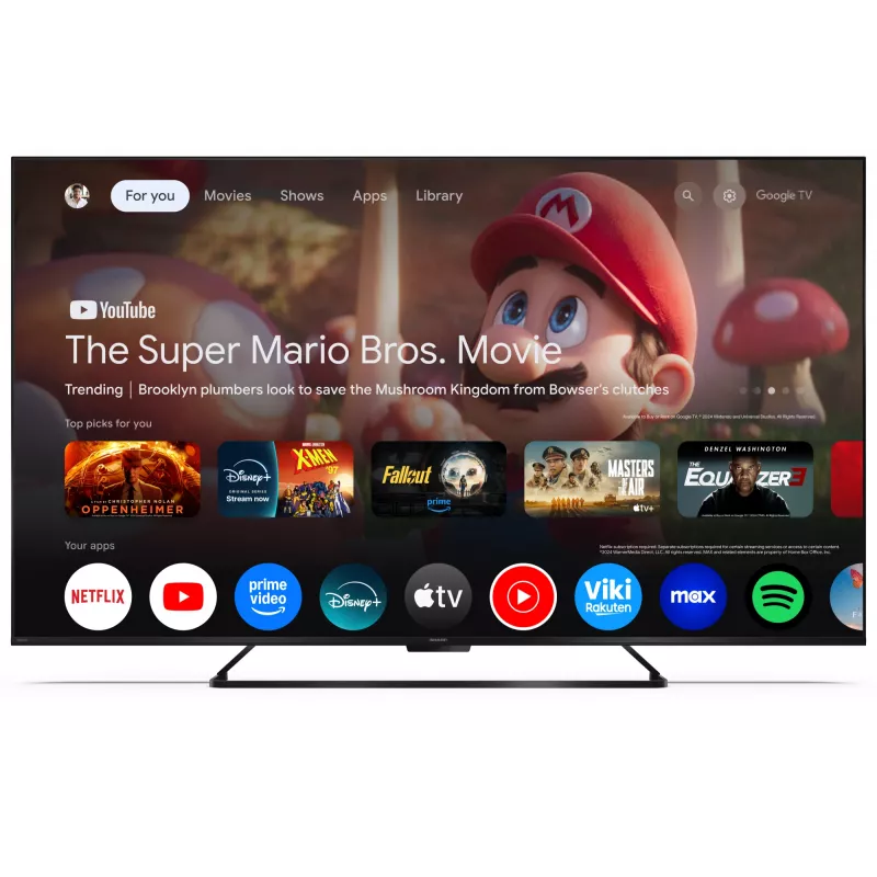 Sharp 65HR7265E 65" 4K UHD Smart LED-tv, Google TV, Wi-Fi, zwart