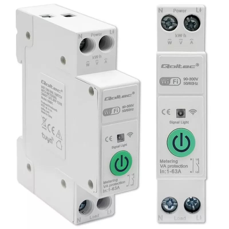 DIN-rail WLAN-relais QOLTEC 50881 — Netomschakelrelais 63A voor elektrische installaties