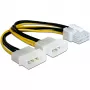 Delock 82397 PCI Express voedingsadapterkabel, 2x 4-pins 5,25" naar 8-pins PCIe, 12 V, 0,30 m
