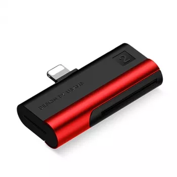 USAMS US-SJ430 SD/microSD-kaartlezer met Lightning-aansluiting, Rood