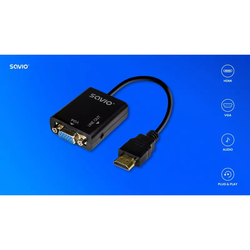 Adapter HDMI-VGA met audio AK-76 Savio SAVAK-76