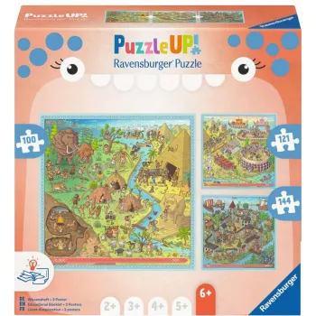 Puzzel UP geschiedenis - steentijd, Oude Rome, middeleeuwen 100, 121 en 144 stukjes