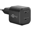 Wandlader GOOBAY 75333 — universele AC-USB-C-oplader voor binnen, 2x USB-C, 35 W, zwart