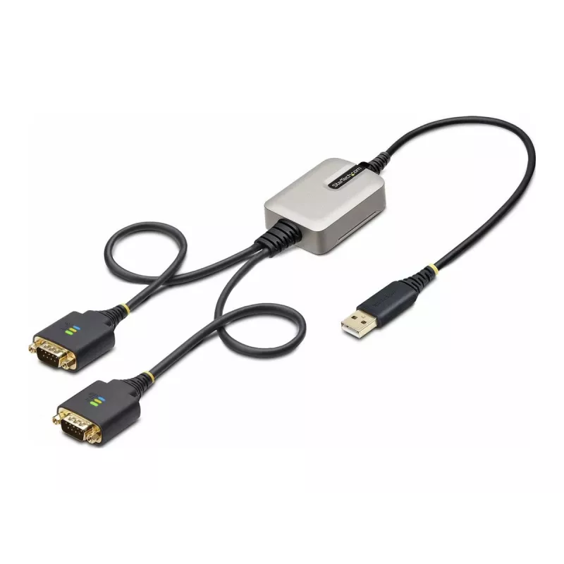 StarTech.com 2ft (60cm) 2-poorts USB naar serieel adapterkabel, verwisselbare DB9 schroeven/moeren, COM-behoud, USB-A naar DB9 RS232, FTDI, Level-4 ESD-bescherming, Windows/macOS/ChromeOS/Linux – robuuste TPE-constructie