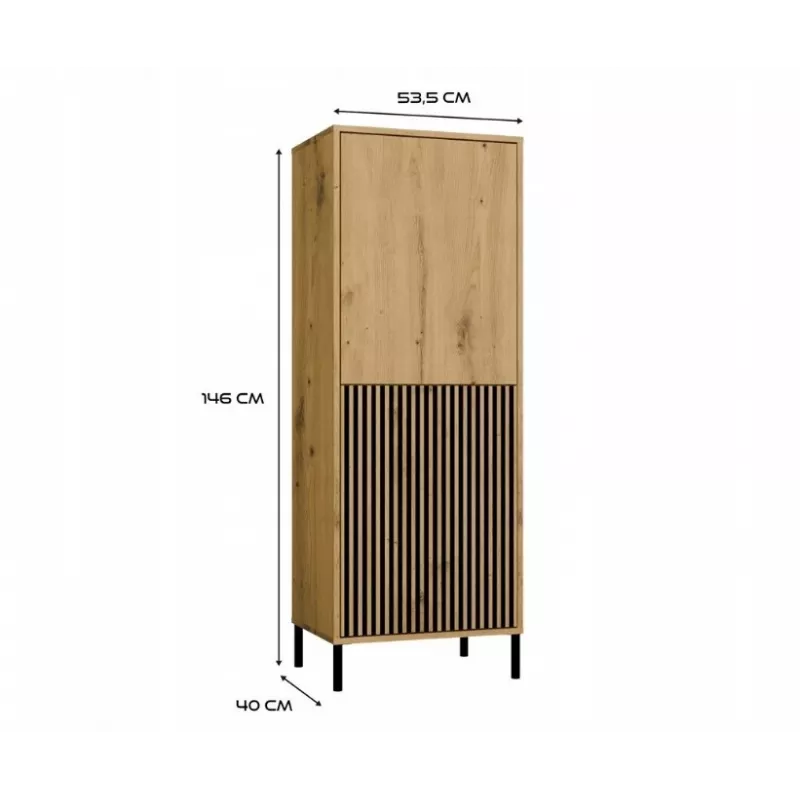 KAMARO 2DK smalle/GŁ eiken ARTISAN DISPLAY CABINET