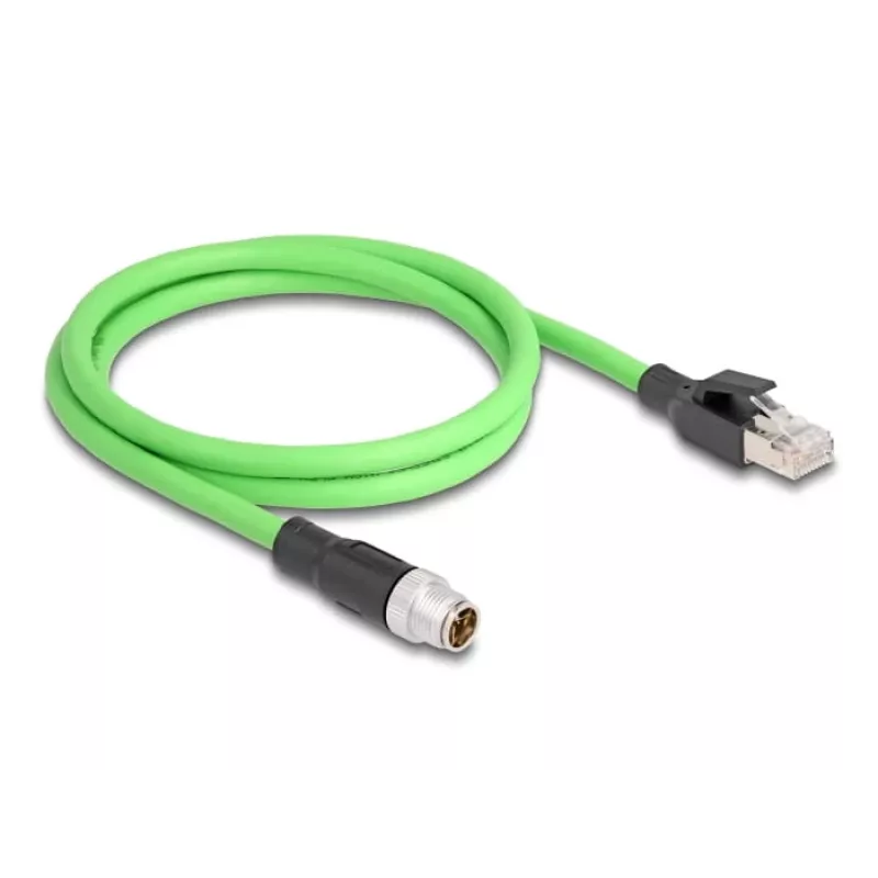 Netwerkkabel DeLOCK M12 kabel X-gecodeerd 8-polig stekker naar RJ45-stekker PUR (TPU) 1 m