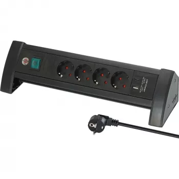 Stekkerdoos Brennenstuhl ALU-Office-Line 4-voudig zwart/wit — Brennenstuhl ALU-Office-Line 4-voudig