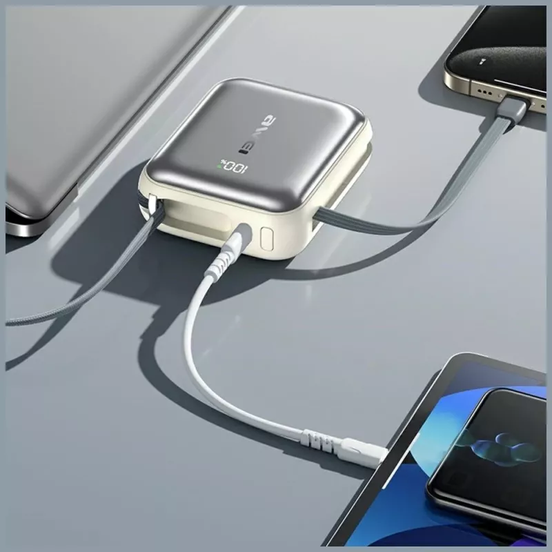 Draagbare powerbank Awei C03 20000mAh met 45W uitgang en geïntegreerde USB-A/USB-C-kabel
