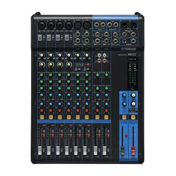 Audiomixer YAMAHA MG12 12-kanaals, 24-bit DSP, 192 kHz samplefrequentie, 48V fantoomvoeding