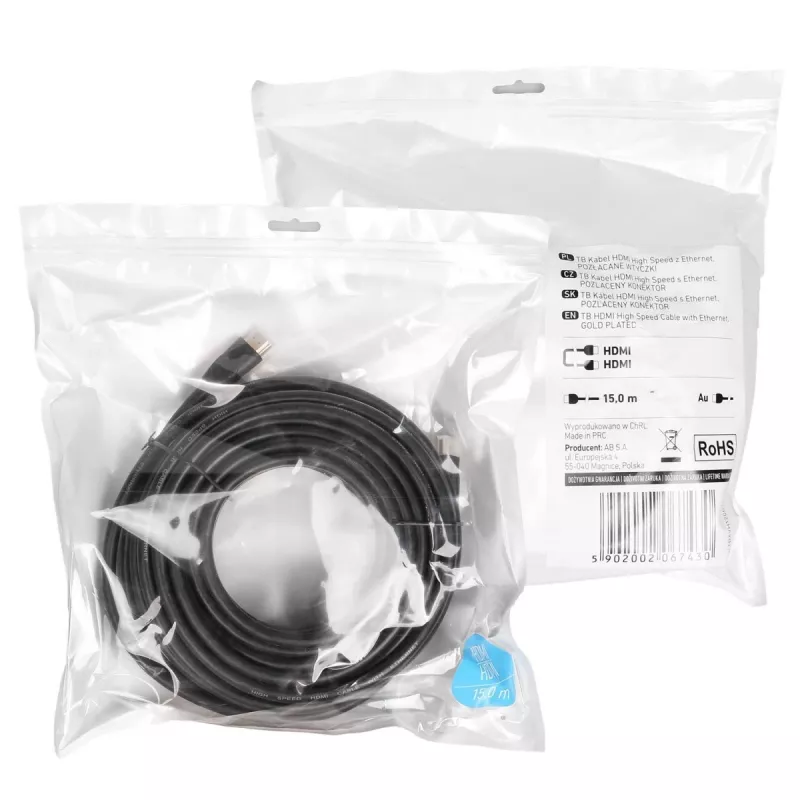 Kabel HDMI v2.0 10m verguld
