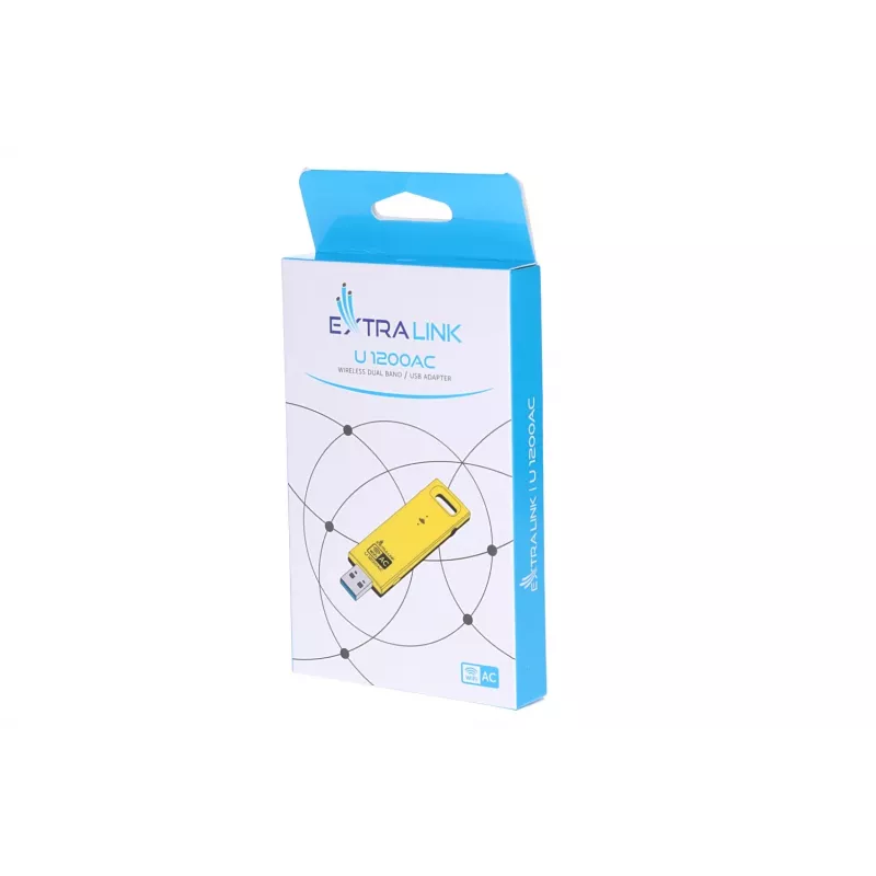 Draadloze USB-adapter Extralink U1200AC AC1200 dual-band, geel kunststof