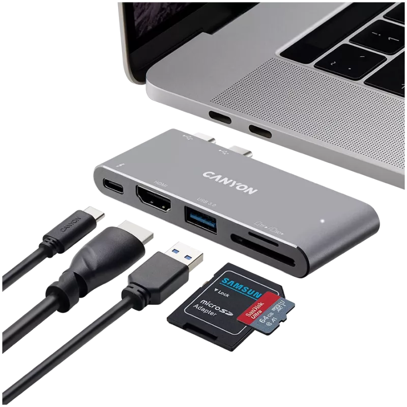 CANYON hub DS-5 5in1 Thunderbolt 3 4K space grey