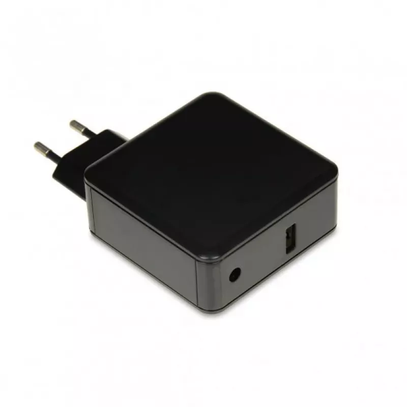 Laptopvoeding IBOX IUZ65WA, AC/DC automatisch 100–240V → 18,5–20,5V, 65W, 1×USB, zwart