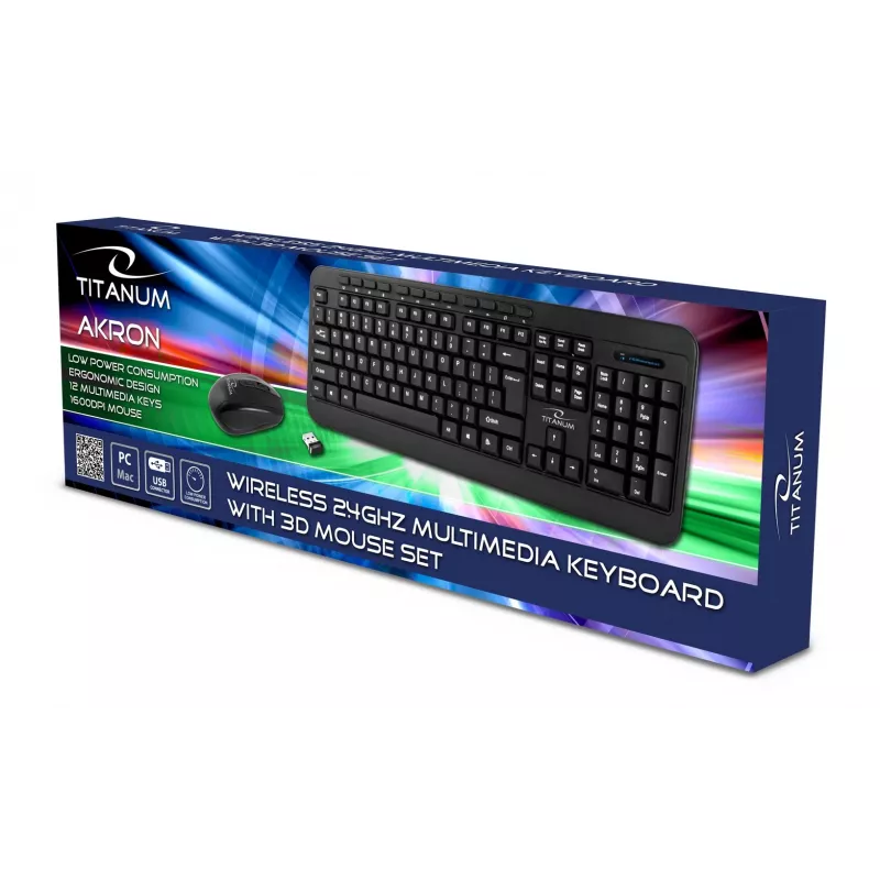 Draadloze toetsenbord- en muisset ESPERANZA Akron TK109 2,4 GHz, USB-ontvanger, zwart