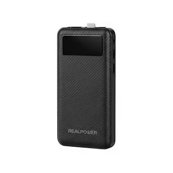 Powerbank RealPower PB-10000 Plus 10.000 mAh 20 W 2×USB-A 1×USB-C zwart