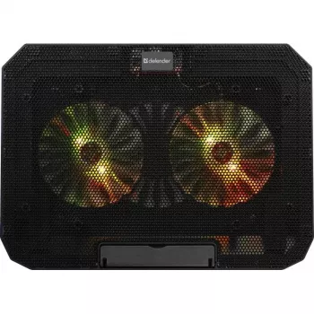 Laptop-koelpad DEFENDER NS-510 met 2 ventilatoren, 2×USB-aansluitingen en RGB-verlichting