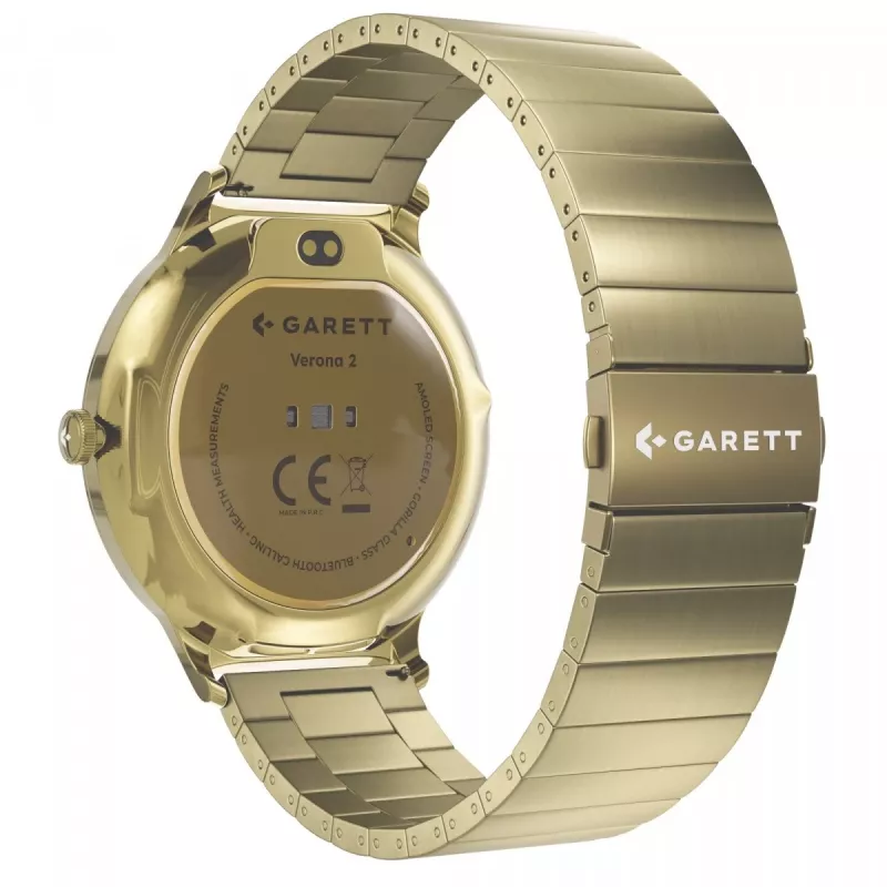 Smartwatch Garett Verona 2 Gold Steel met Bluetooth en hartslagmeter