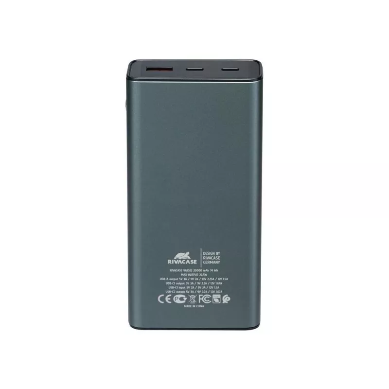 Powerbank Rivacase VA1022 20000 mAh USB draagbare oplader