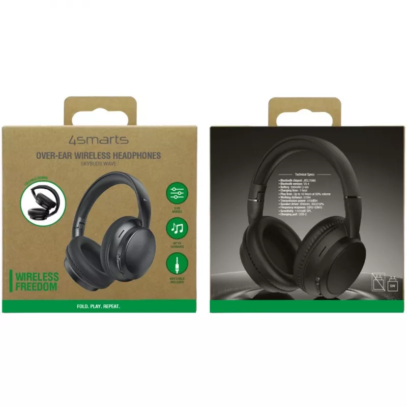 Headset 4smarts SkyBuds Wave bedraad & draadloos Bluetooth zwart