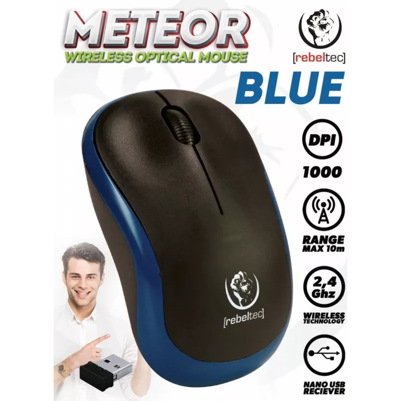 Draadloze optische muis Rebeltec METEOR blauw RBLMYS00048 USB