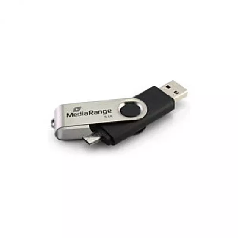 MediaRange MR932 - USB-flashdrive - 32 GB - USB 2.0 / Micro-USB - zwart/zilver (MR932-2)