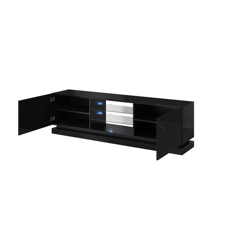 Cama TV-kast QIU 200 MDF zwart glanzend/zwart glanzend