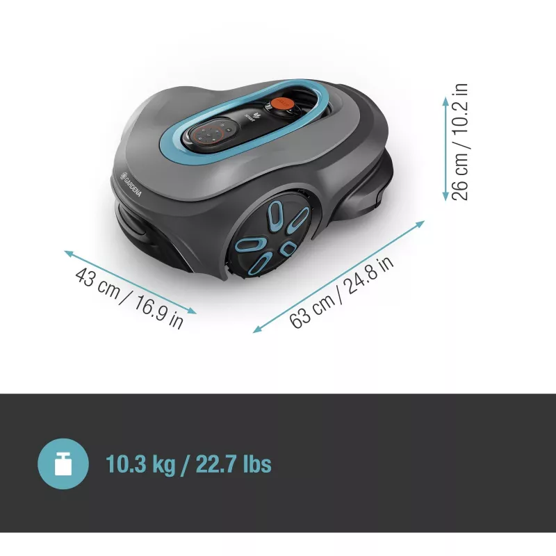 Maaierrobot GARDENA smart SILENO max — 1500 m², 16 cm maaibreedte, accu, LONA-navigatie, grijs