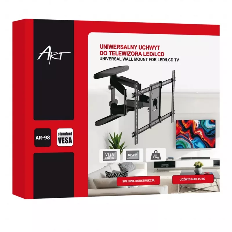 GART LCD/LED tv-beugel 40-75 45 kg verticale/horizontale verstelling 58-380 mm max. VESA 600x400