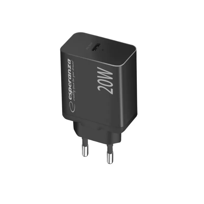 Netlader ESPERANZA EZC104K 20W zwart, USB-voeding voor draagbare apparaten
