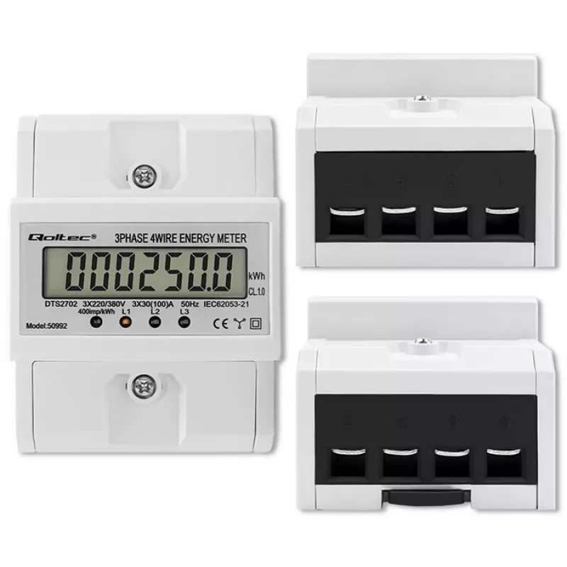 Driefasige elektronische meter QOLTEC 50992 400V 100A