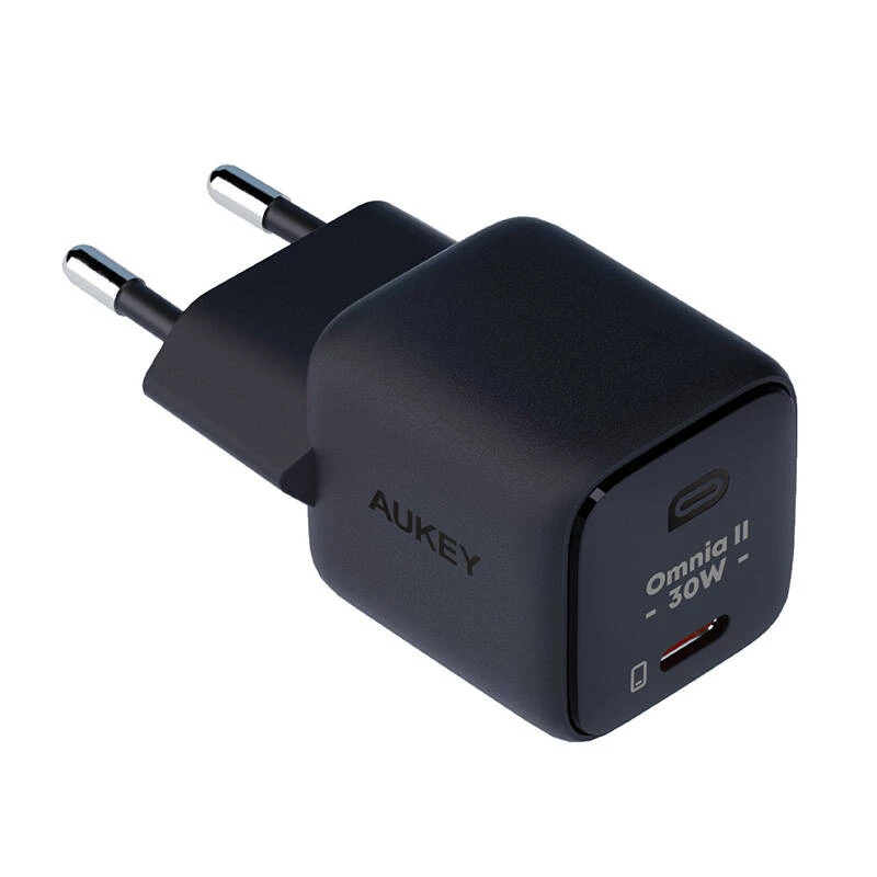Voeding Aukey PA-B1L USB-C 30W zwart — compacte USB‑C PD power-adapter