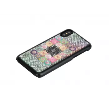 Smartphonehoesje iKins voor iPhone XS / XS S — Flower Garden-design, zwart