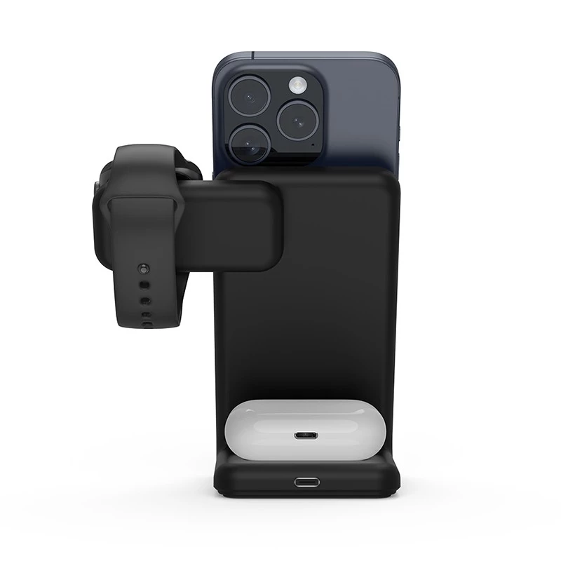 Indoor-oplader Crong CRG-MSPS-BLK smartwatch zwart Lightning USB draadloos
