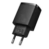 Indoor USB-snellader Baseus CCXJ-B01 – 2 poorten (USB-C PD 20W + USB-A QC3.0 18W), 100–240 V, zwart