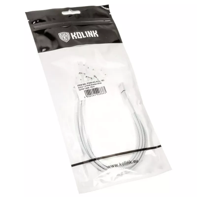Kolink 1-4 PWM ventilator splitterkabel - 35cm, gevlochten, wit (PGW-AC-KOL-161)