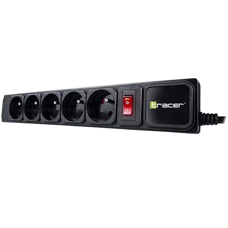 Tracer PowerGear zwart 5 AC-stopcontacten 1,5 m 2300 W