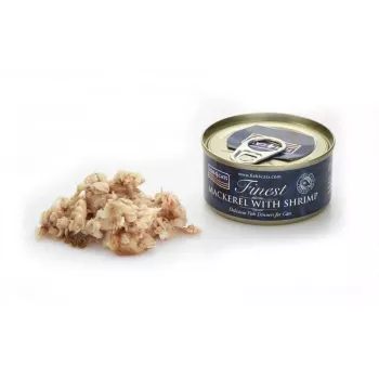 Natte voeding voor katten FISH4DOGS makreel met garnaal 70 g — volwassen katten, vissmaak, blik, glutenvrij