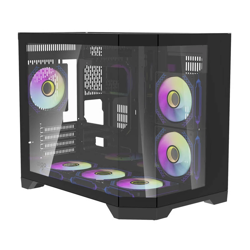 Darflash FT418 computerbehuizing + 6 aRGB-ventilatoren (zwart)