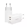 Dubbele USB-stopcontactadapter 65W, 2xUSB-C, wit